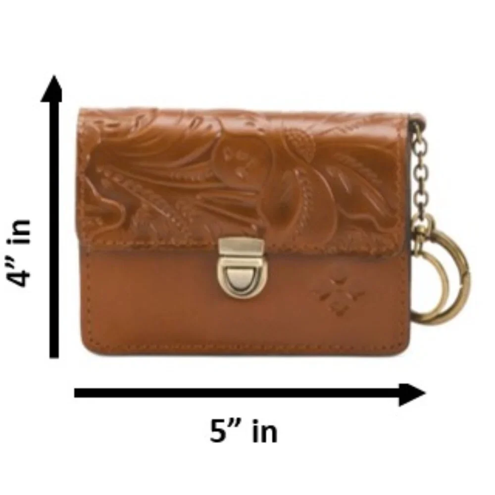 Patricia Nash Mini Lanza Leather Wallet Key Ring Tooled Floral NWT